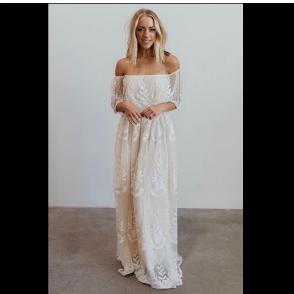 Baltic Born Leon White off the shoulder maxi dress